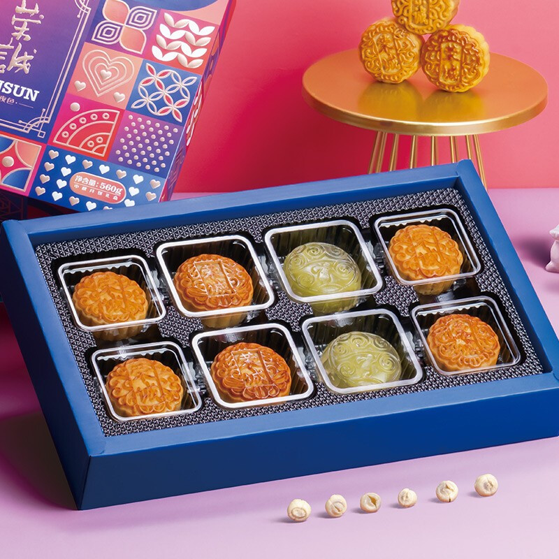 榮誠月餅 夢幻夜色 廣式月餅 8餅4味 560g 禮盒裝包裝禮盒產品包裝創(chuàng)意設計欣賞(圖3)