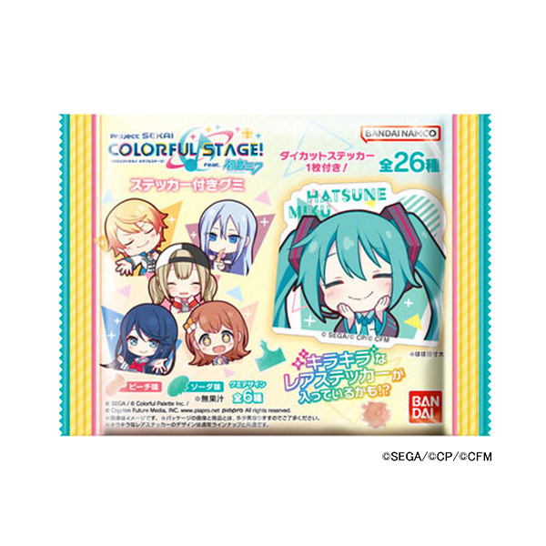 項目五彩繽紛舞臺帶初音混合貼紙的橡皮糖萬代食品飲料包裝設計(圖1)