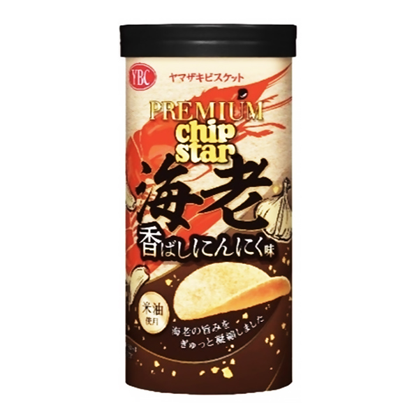 高級芯片明星蝦香蒜味山崎餅干食品飲料包裝設計(圖1)